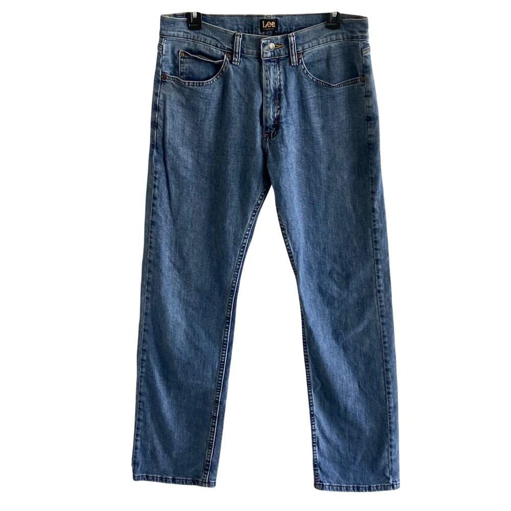 Lee Mens Straight Fit Jeans Medium Wash Blue Denim 32x32 2005722 Stretch
